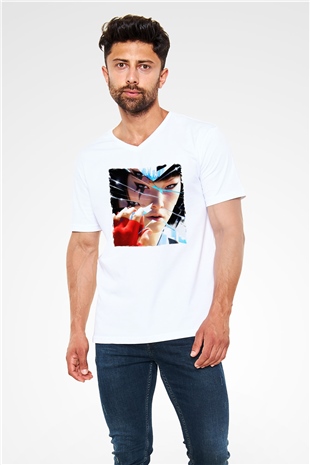 Mirrors Edge Beyaz Unisex V Yaka Tişört