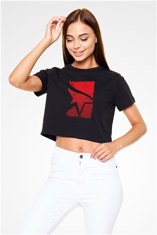 Mirrors Edge Siyah  Crop Top Tişört