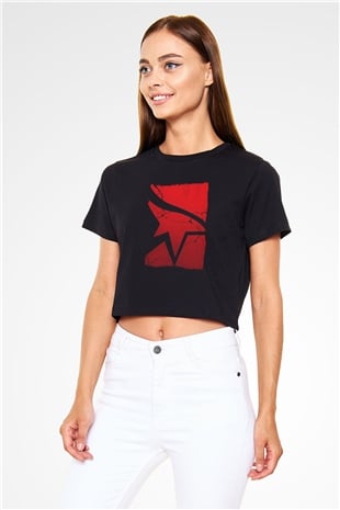 Mirrors Edge Siyah  Crop Top Tişört