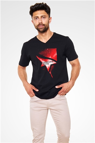Mirrors Edge Siyah Unisex V Yaka Tişört