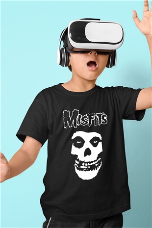 Misfits Baskılı Siyah Unisex Çocuk Tişört