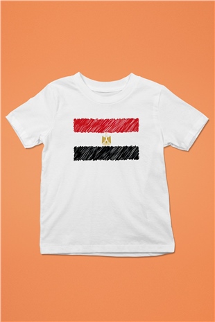 Mısır Baskılı Beyaz Unisex Çocuk Tişört