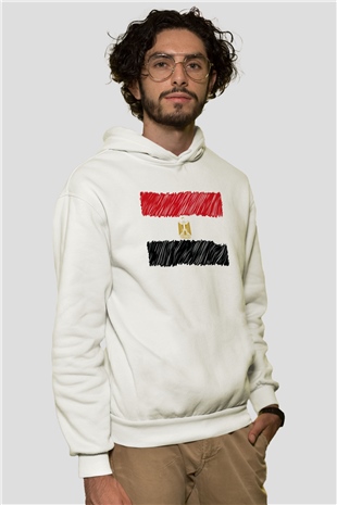 Mısır Beyaz Unisex Kapşonlu Sweatshirt