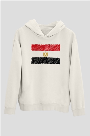 Mısır Beyaz Unisex Kapşonlu Sweatshirt