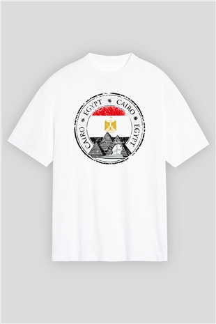 Mısır Beyaz Unisex Oversize Tişört T-Shirt