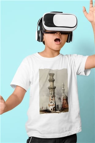 Mısır Harabeleri Beyaz Unisex Çocuk Tişört