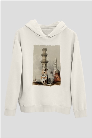 Mısır Harabeleri Beyaz Unisex Hoodie