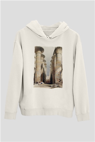 Mısır Harabeleri Beyaz Unisex Hoodie