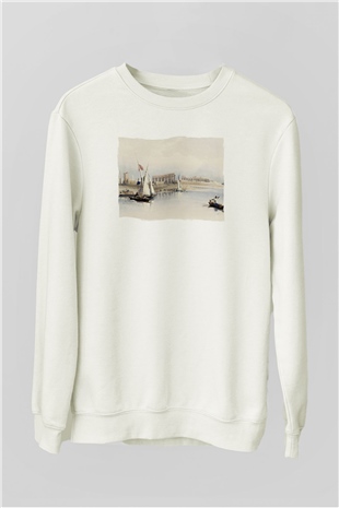 Mısır Harabeleri Beyaz Unisex Sweatshirt