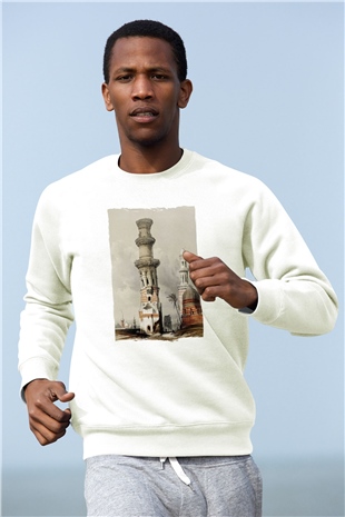 Mısır Harabeleri Beyaz Unisex Sweatshirt
