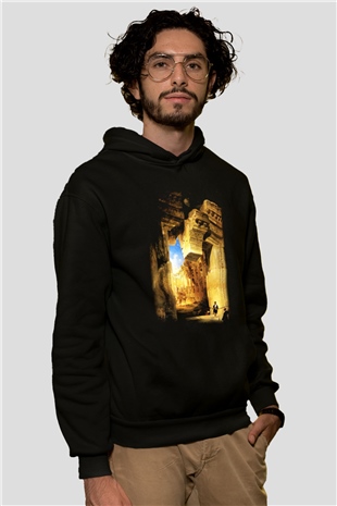Mısır Harabeleri Siyah Unisex Hoodie