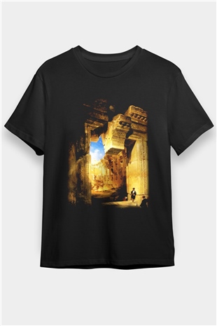 Mısır Harabeleri Siyah Unisex Tişört T-Shirt - TişörtFabrikası