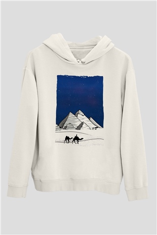 Mısır Piramitleri Beyaz Unisex Hoodie