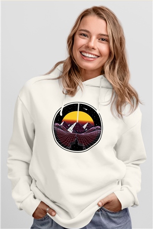 Mısır Piramitleri Beyaz Unisex Hoodie