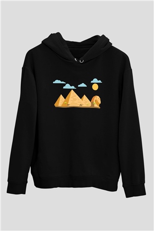 Mısır Piramitleri Siyah Unisex Hoodie