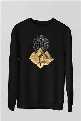 Mısır Piramitleri Siyah Unisex Sweatshirt