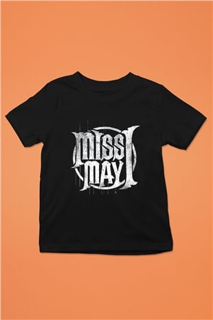 Miss May I Baskılı Siyah Unisex Çocuk Tişört