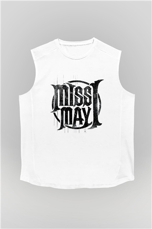 Miss May I Beyaz Unisex Kolsuz Tişört