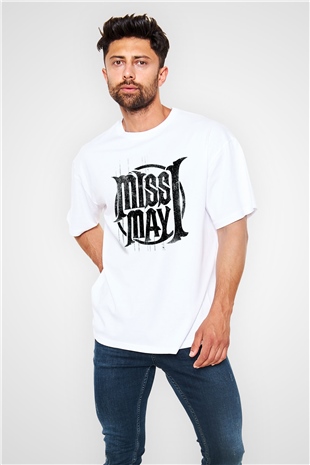 Miss May I Beyaz Unisex Oversize Tişört T-Shirt