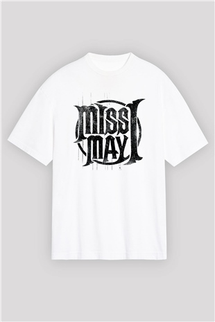 Miss May I Beyaz Unisex Oversize Tişört T-Shirt