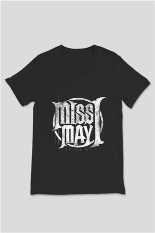 Miss May I Siyah Unisex V Yaka Tişört T-Shirt
