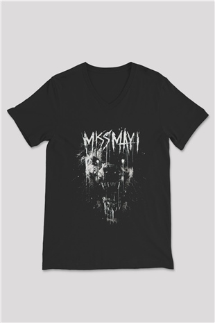 Miss May I Siyah Unisex V Yaka Tişört