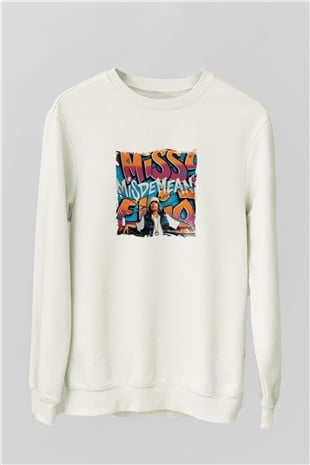 Missy Elliott Baskılı Unisex Beyaz Sweatshirt