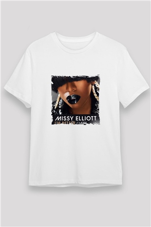 Missy Elliott Baskılı Unisex Beyaz Tişört