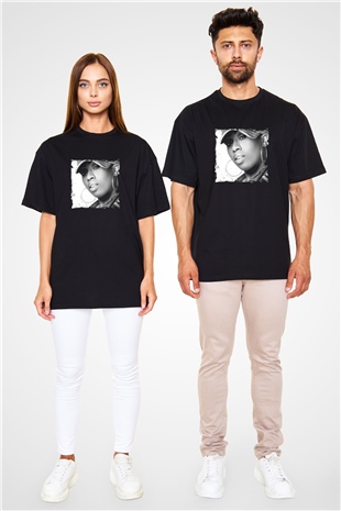 Missy Elliott Baskılı Unisex Oversize Siyah Tişört