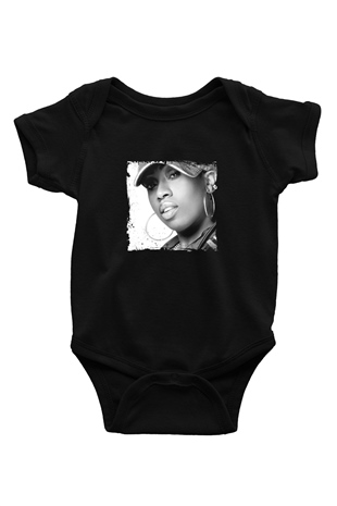 Missy Elliott Baskılı Unisex Siyah Bebek Body - Zıbın
