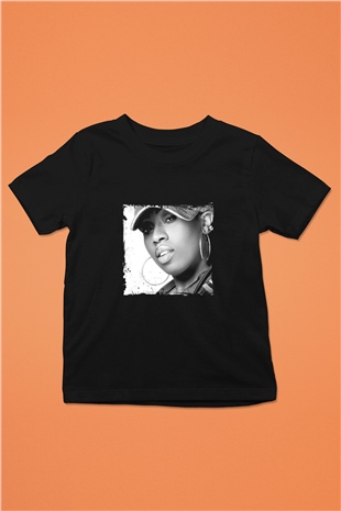 Missy Elliott Baskılı Unisex Siyah Çocuk Tişört
