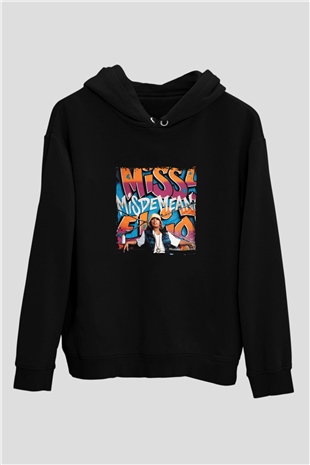Missy Elliott Baskılı Unisex Siyah Hoodie