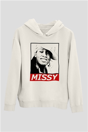 Missy Elliott Beyaz Unisex Kapüşonlu Sweatshirt