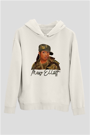 Missy Elliott Beyaz Unisex Kapüşonlu Sweatshirt
