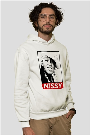 Missy Elliott Beyaz Unisex Kapüşonlu Sweatshirt