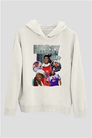 Missy Elliott Beyaz Unisex Kapüşonlu Sweatshirt