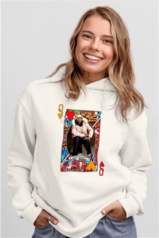 Missy Elliott Beyaz Unisex Kapüşonlu Sweatshirt