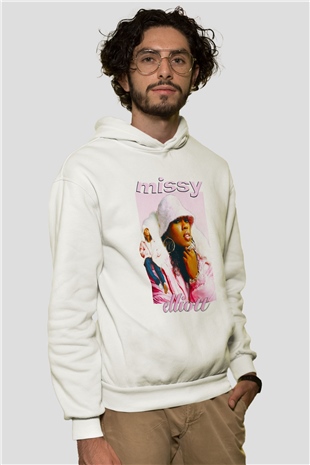 Missy Elliott Beyaz Unisex Kapüşonlu Sweatshirt