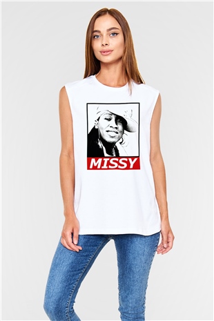 Missy Elliott Beyaz Unisex Kolsuz Tişört