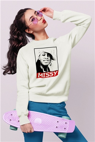 Missy Elliott Beyaz Unisex Sweatshirt