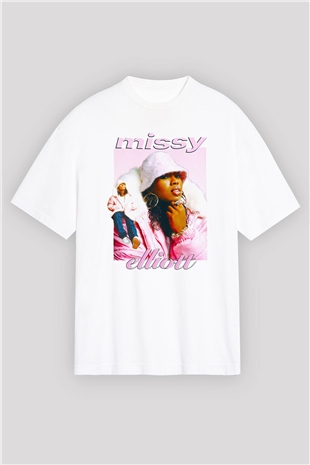 Missy Elliott Beyaz Oversize Tişört Oversize T-shirt - TişörtFabrikası