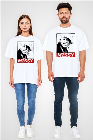 Missy Elliott Beyaz Oversize Tişört Oversize T-shirt - TişörtFabrikası