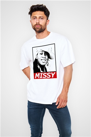 Missy Elliott Beyaz Oversize Tişört Oversize T-shirt - TişörtFabrikası