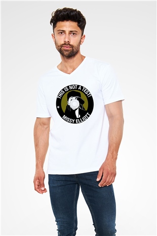 Missy Elliott Beyaz Unisex V Yaka Tişört T-Shirt