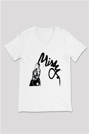 Missy Elliott Beyaz Unisex V Yaka Tişört