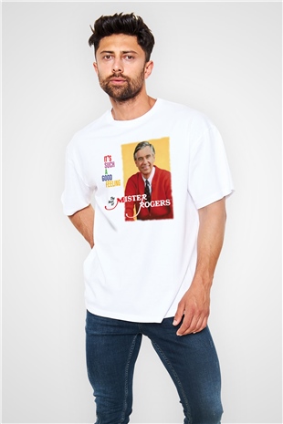 Mister Rogers Neighborhood Beyaz Oversize Tişört Oversize T-shirt