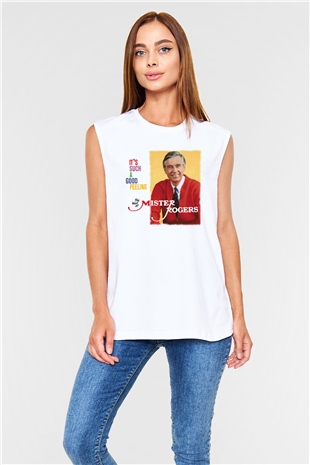 Mister Rogers Neighborhood Beyaz Unisex Kolsuz Tişört