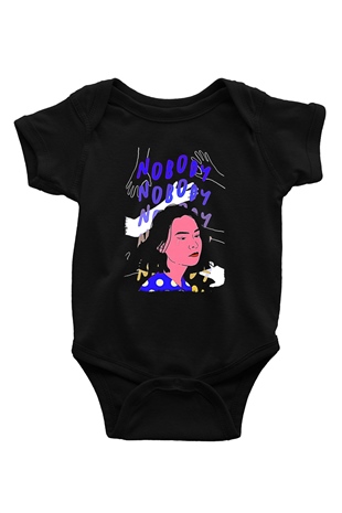 Mitski Baskılı Baskılı Unisex Siyah Bebek Body - Zıbın
