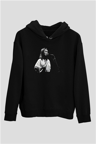 Mitski Baskılı Baskılı Unisex Siyah Hoodie