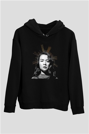 Mitski Baskılı Baskılı Unisex Siyah Hoodie